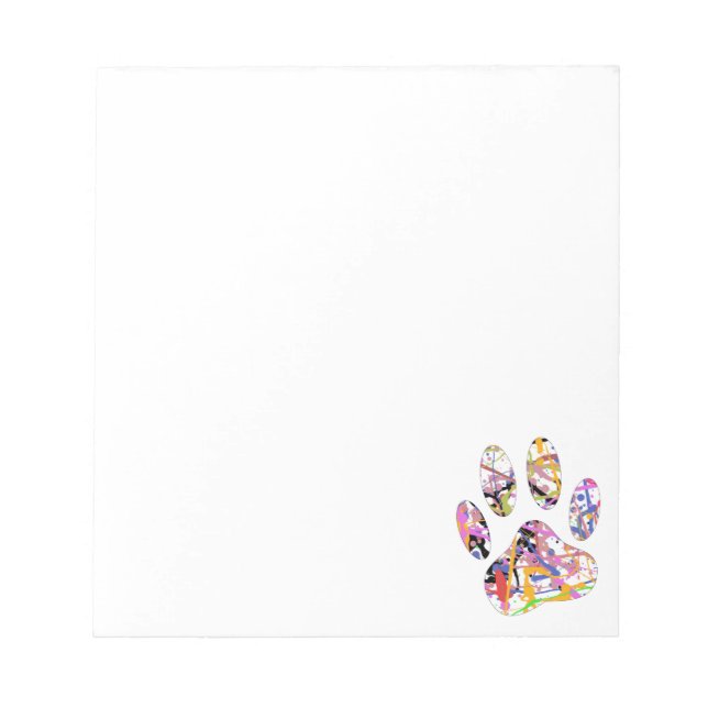 Paint Spritzer Dog Paw Print Custom Notizblock (Vorderseite)