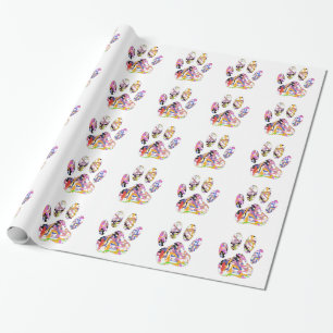 Paint Spritzer Dog Paw Print Geschenkpapier