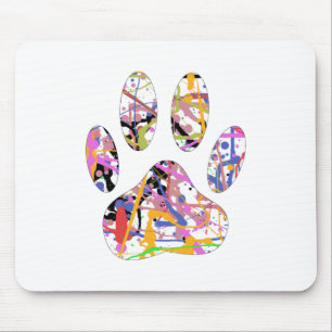 Paint Spritzer Dog Paw Print Mousepad