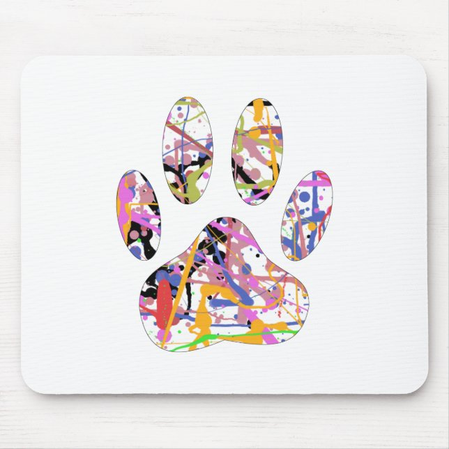 Paint Spritzer Dog Paw Print Mousepad (Vorne)