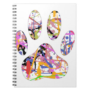 Paint Spritzer Dog Paw Print Notizblock