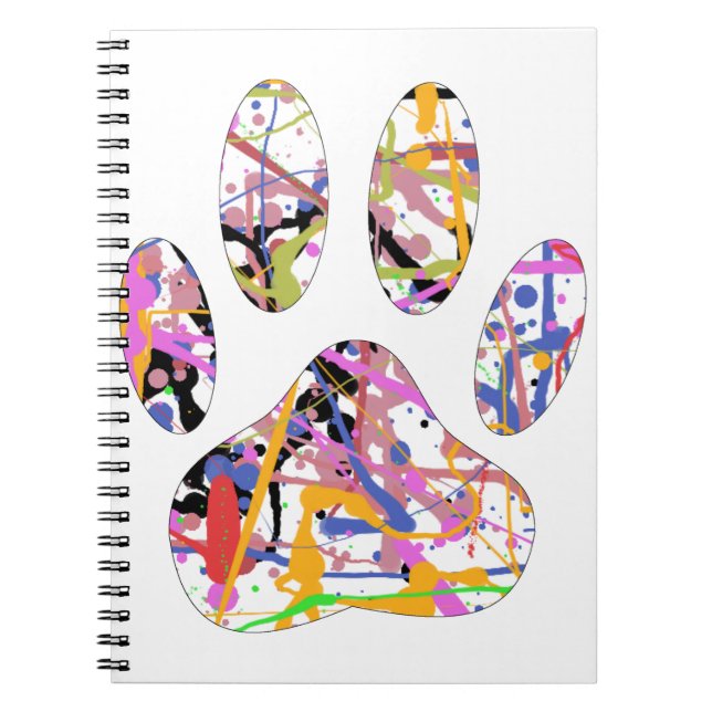 Paint Spritzer Dog Paw Print Notizblock (Vorderseite)