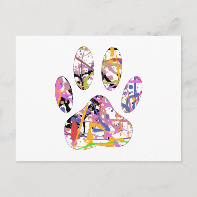 Paint Spritzer Dog Paw Print Postkarte (Vorderseite)