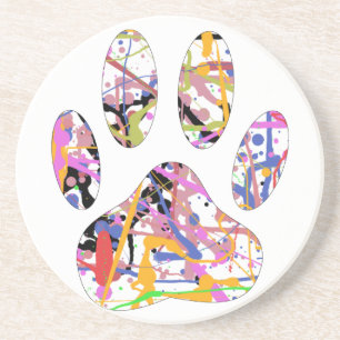 Paint Spritzer Dog Paw Print Sandstein Untersetzer