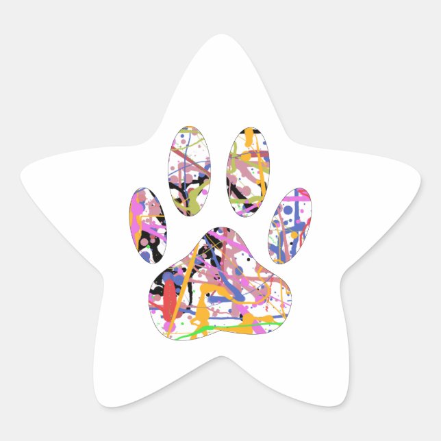 Paint Spritzer Dog Paw Print Stern-Aufkleber (Vorderseite)