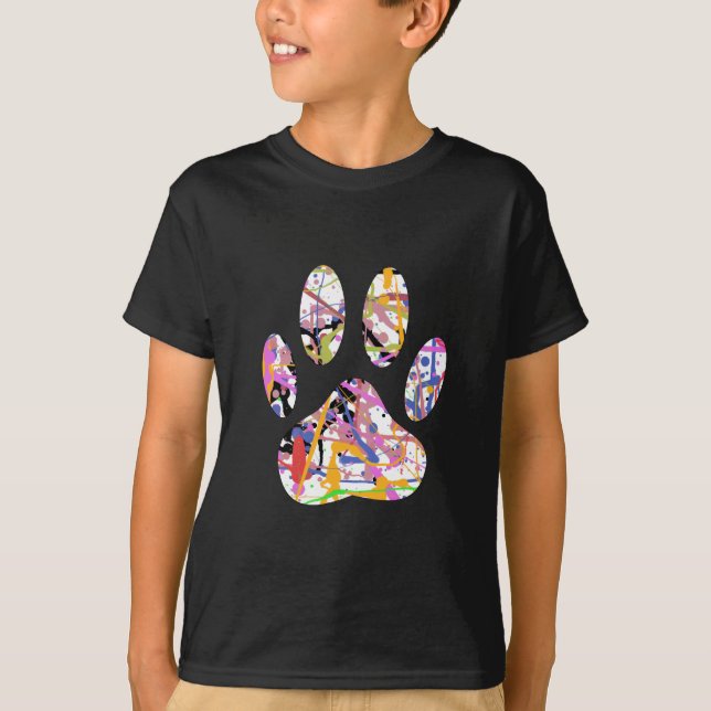 Paint Spritzer Dog Paw Print T-Shirt (Vorderseite)