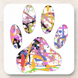 Paint Spritzer Dog Paw Print Untersetzer