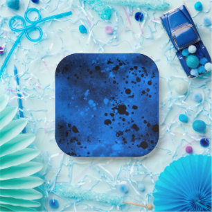 Paint Spritzer Effect Blue & Black Pappteller