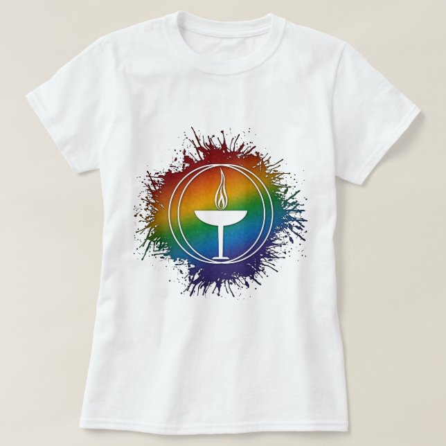 Paint Spritzer LGBT Rainbow Unitaristische Univers T-Shirt (Design vorne)