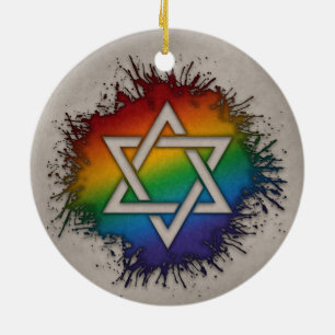 Paint Spritzer LGBTQ Rainbow Star von David Keramik Ornament
