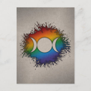 Paint Spritzer LGBTQ Rainbow Triple Goddess Moon Postkarte