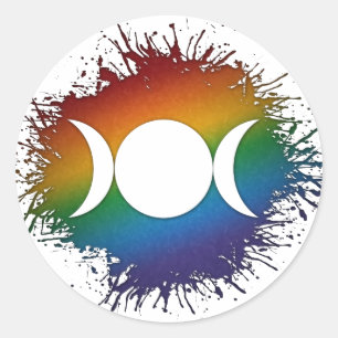 Paint Spritzer LGBTQ Rainbow Triple Goddess Moon Runder Aufkleber