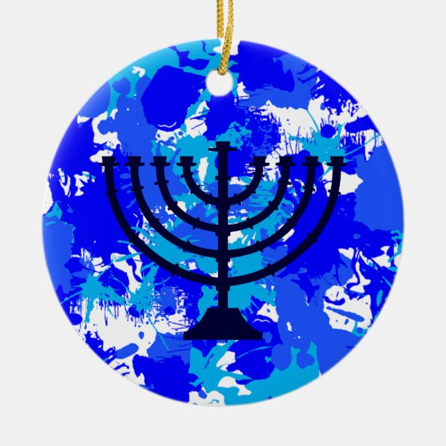 Paint Spritzer Menorah Keramik Ornament (Vorne)