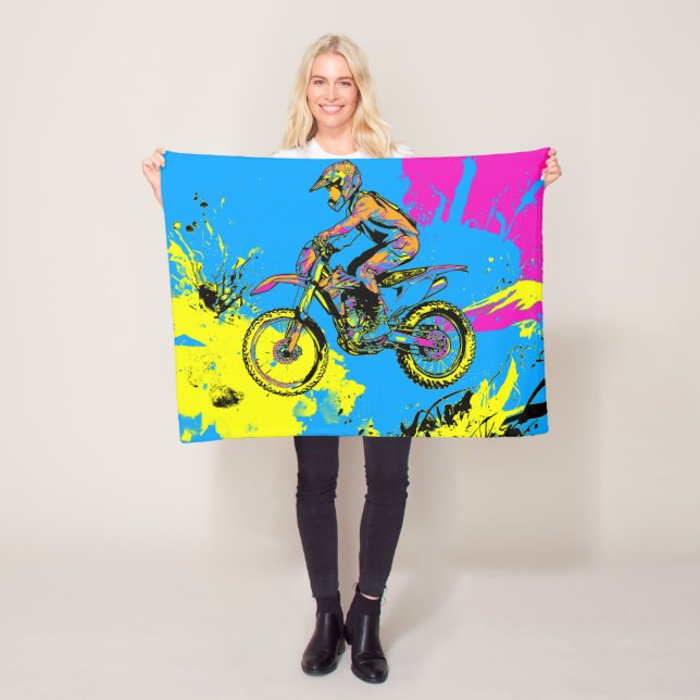 Paint Spritzer - Motocross Rider Fleecedecke (Beispiel)
