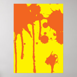 Paint Spritzer Orange Poster