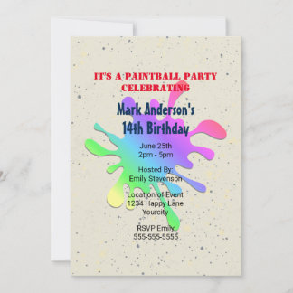 Paint Spritzer Paintball Geburtstag Einladung