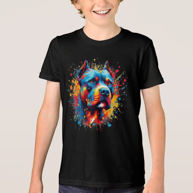 Paint Spritzer Pitbull Tri-Blend Shirt (Vorderseite)