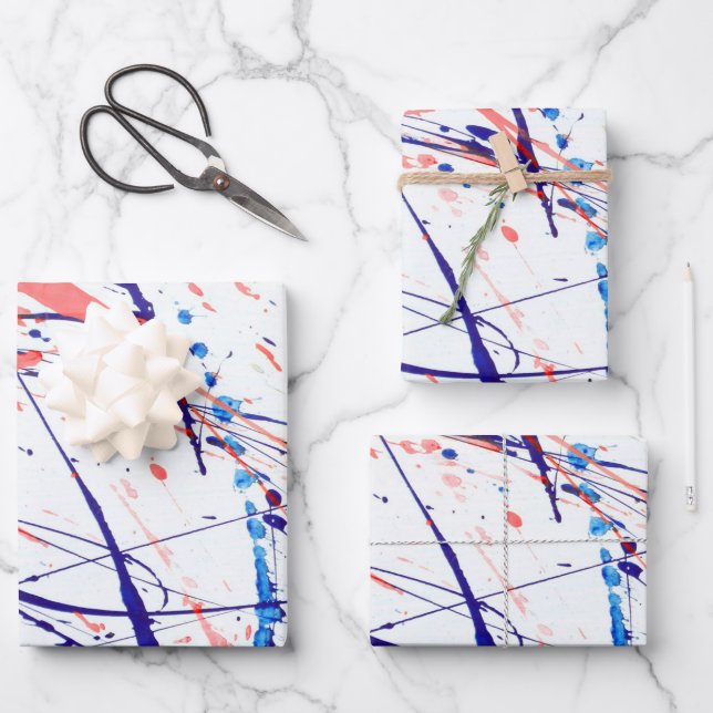 Paint Spritzers Red Geschenkpapier Set (Vorderseite)