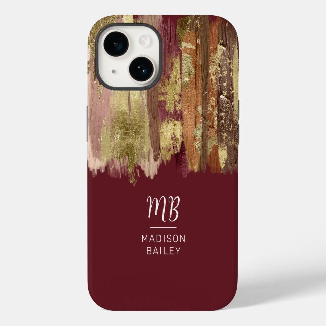 Paint Stroke Gold Bronze Monogram Case-Mate iPhone Hülle (Rückseite)