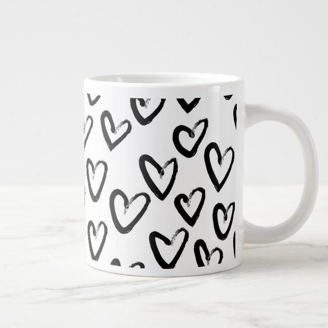 Paint Stroke Herzmuster Jumbo-Tasse (Rechts)