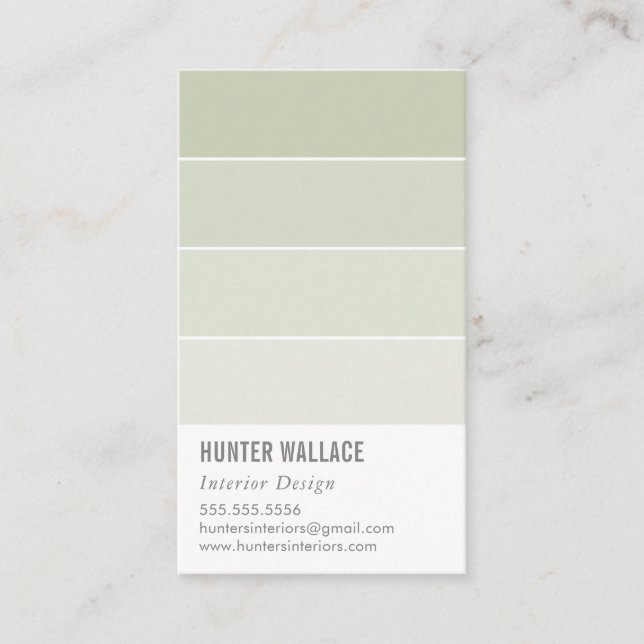 PAINT SWATCH CHIP Moderne Dekoration ombre sage gr Visitenkarte (Vorderseite)