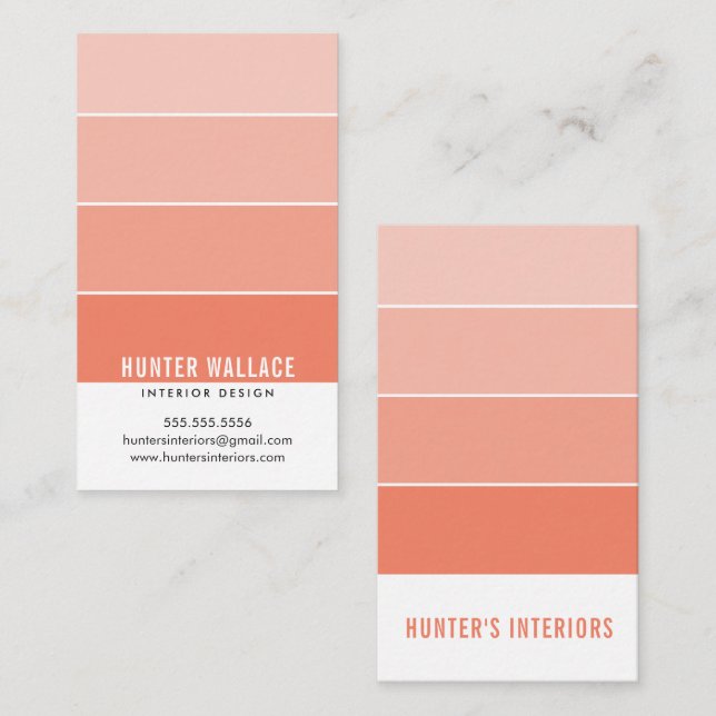 PAINT SWATCH CHIP Modernes Interieur Orange Visitenkarte (Vorne/Hinten)