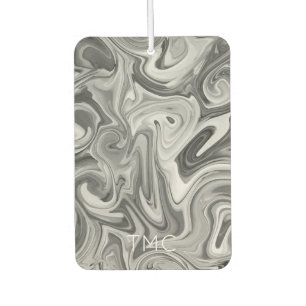 Paint Swirl Art INITIALS Schwarz-weiß Grau Mod Ang Autolufterfrischer