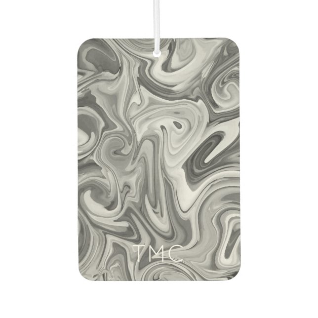Paint Swirl Art INITIALS Schwarz-weiß Grau Mod Ang Autolufterfrischer (Vorderseite)