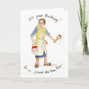 "Paint the Town Red!" Geburtskarte für eine Frau Karte