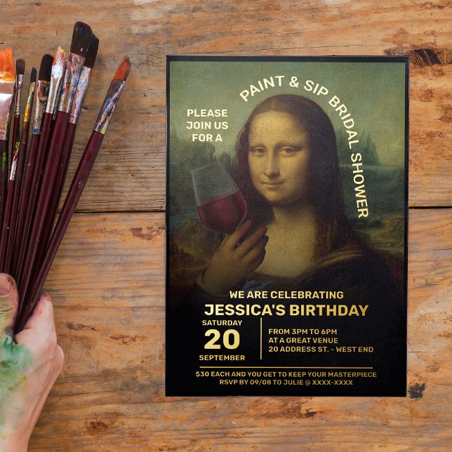 Paint und Sip Brautparty Folieneinladung (Von Creator hochgeladen)