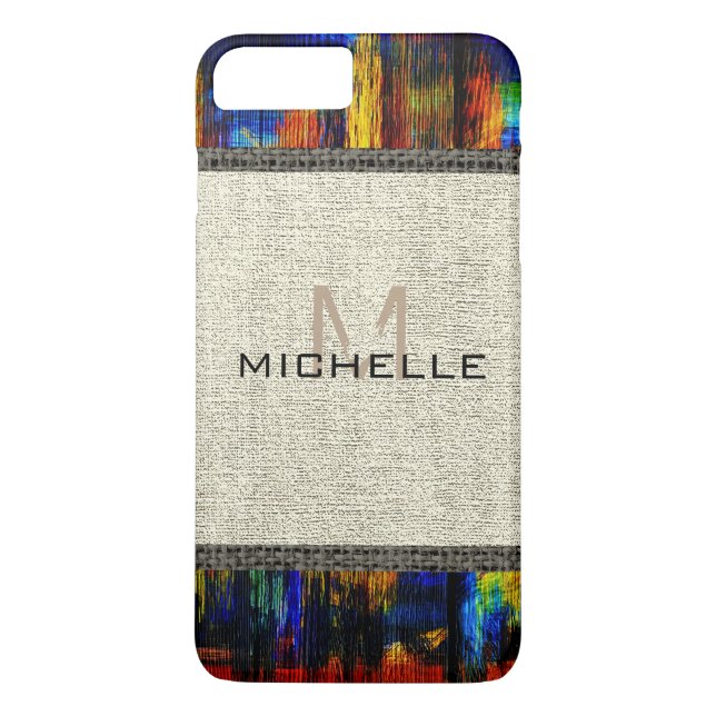 Paint Wood Look Burlap Rustic Monogram #3 Case-Mate iPhone Hülle (Rückseite)