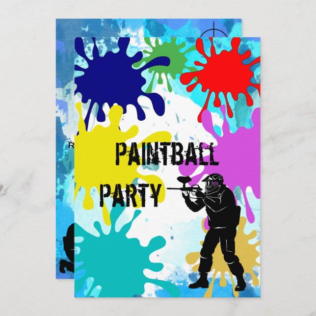 Paintball 20. Geburtstag Einladung (Vorne/Hinten)