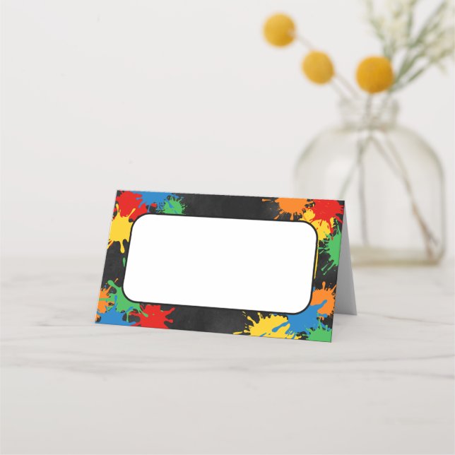 Paintball Birthday Boys Faltenfette Platzkarte (Vorderseite)