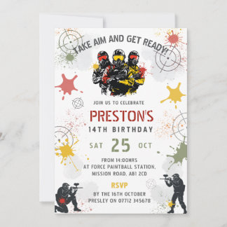 Paintball Birthday Invitation Take Aim & Get Ready Einladung
