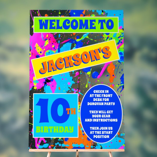 Paintball Birthday Party Akryllische Zeichen Acrylschild (Neutral)