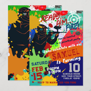 Paintball Einladung zum Geburtstag, Paintball Einl