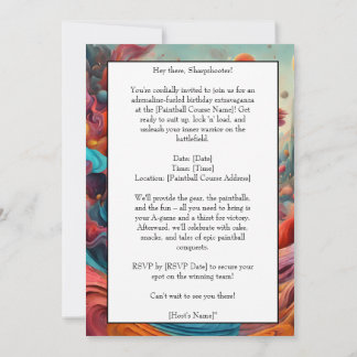 Paintball Geburtstagsparty Einladungskarte