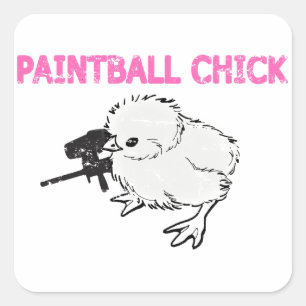 Paintball Gun Chick Quadratischer Aufkleber