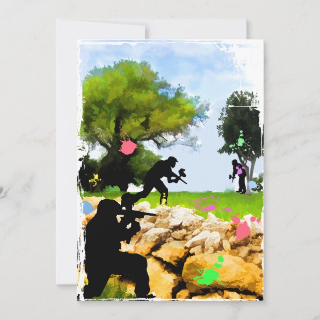 Paintball im Frühling Einladung (Vorderseite)