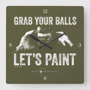 Paintball Let’s Paint Square Wall Clock Quadratische Wanduhr