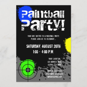 Paintball-Party Einladungen   Gewohnheit lädt ein
