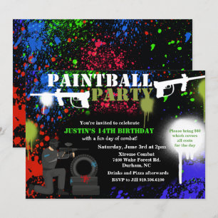 Paintball-Party-Geburtstags-Einladung Einladung