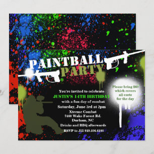 Paintball-Party-Geburtstags-Einladung Einladung