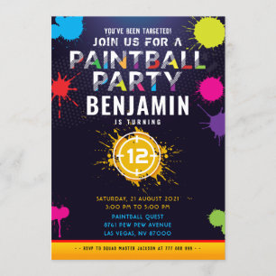 Paintball Party Geburtstagsfeier Einladung