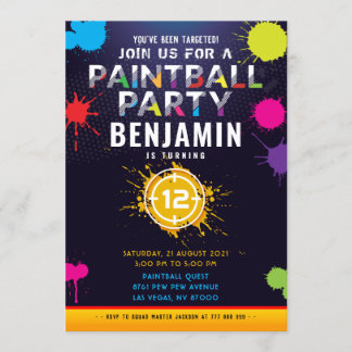 Paintball Party Geburtstagsfeier Einladung
