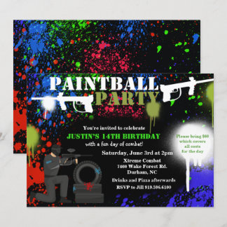 Paintball Party Geburtstagsfeier Einladung