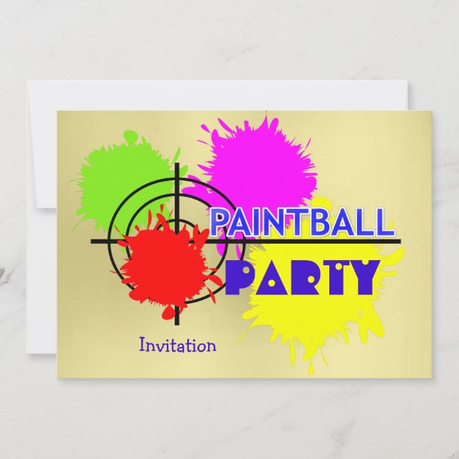 Paintball Party Gun Shot Paint Splats Einladung (Vorderseite)