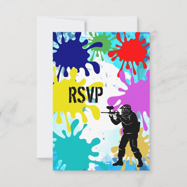 Paintball Party RSVP Karte (Vorderseite)