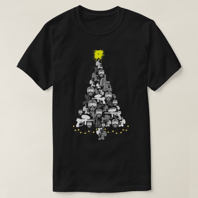 Paintball Player Weihnachtsbaum 3 T-Shirt (Design vorne)
