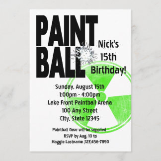 Paintball Radio Active Geburtstag Einladung